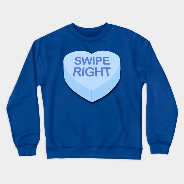 Candy Heart Swipe Right Crewneck Sweatshirt by PopCultureShirts